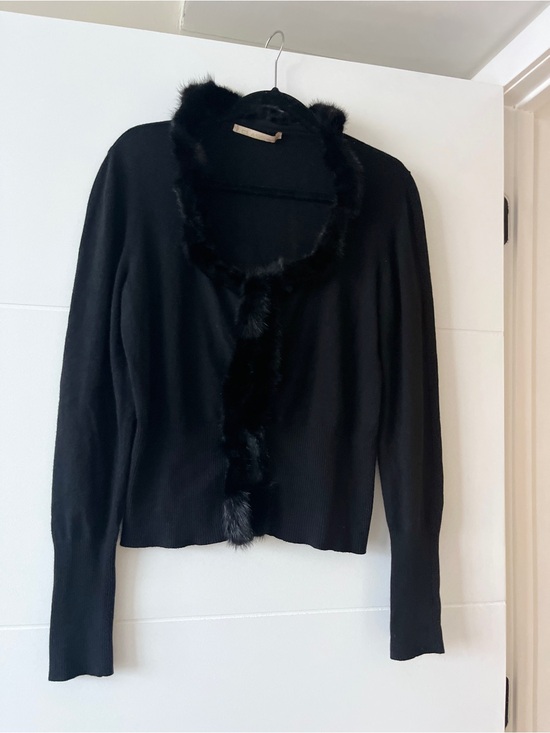 Roberto Cavalli Sweaters - Class Roberto Cavalli Mink Fur Trim Angora Cardigan Black Italy Women’s US 14
